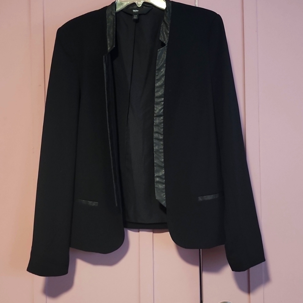 Blazer with leather accent